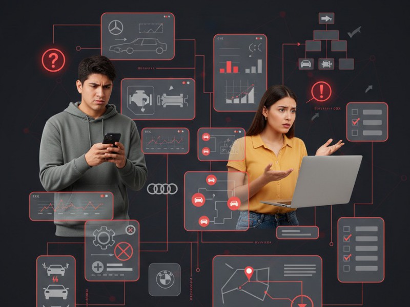 Frustrated customer looking at website